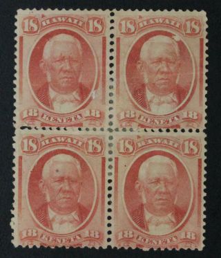 United States,  Hawaii,  Sc.  34,  No Gum,  Block Of 4 Stamps,  Cv - 400$ M189