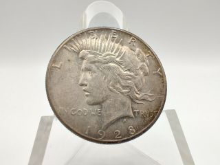 1928 Peace Dollar Au Details W/ Luster Key - Date Eye Appeal