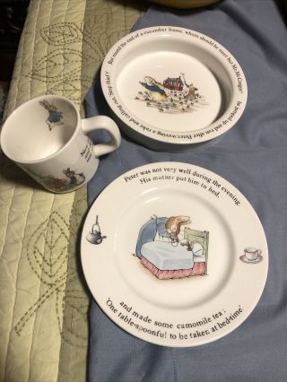 Wedgwood England Beatrix Potter 7” Plate And Peter Rabbit Cup And 4 1/2” Saucer