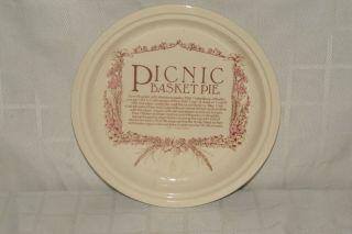 Rare Picnic Basket Pie Plate W/ Recipe Made In England
