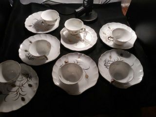 Lefton China Set Of 8 Tea Cups With Bread Saucers