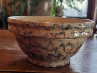 Small Antique Red Wing Pottery Blue/brown 5 " Spongeware Bowl