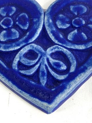 Pewabic Pottery Detroit Michigan 2009 Heart Motif Glazed Hanging Tile 5”L 2