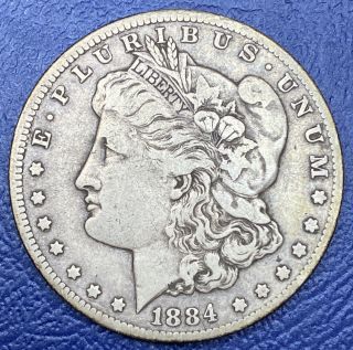 1884 - Cc Morgan Silver Dollar Choice Very Fine Vf Key Date Carson City Coin