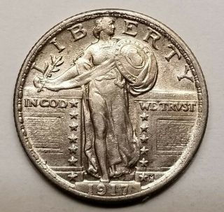 U.  S.  1917 - P (type - 2) Standing Liberty Silver Quarter - 25c - Key Date