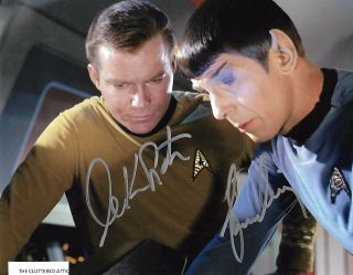 Star Trek Leonard Nimoy & William Shatner Hand Signed 8x10 Colour Photo W.