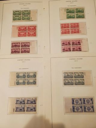 Us Scott 785 - 794 Army - Navy Plate Blocks Of 4 Mnh On Old School Scott Pages