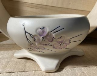 Vintage Mccoy Usa Ivory Planter Cherry Blossom Footed Dish Bowl Pottery
