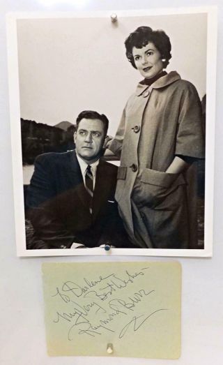 Raymond Burr Signed Page Vintg 1950s Perry Mason Tv - - - Only For Buyer Lenny54