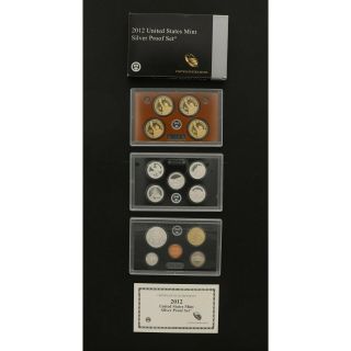 2012 - S Us Silver Proof Set - Complete With Box And 14 Coins