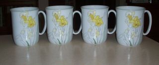 Set Of 4 Block Spal Daffodil Mugs - Watercolors By Mary Lou Goertzen