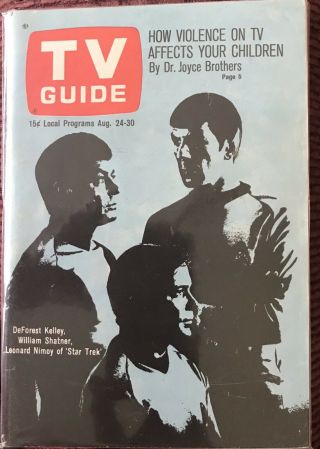 August 1968 Tv Guide Star Trek William Shatner,  Leonard Nimoy,  Deforest Kelley