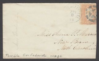 Us,  Sc 65 Tied By Fancy Geometric Cancel Of Charlottesville Va On Cover To Nc