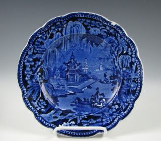 Dark Blue Staffordshire Chinoiserie Plate By Clews C.  1825