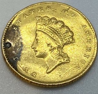 1855 U.  S.  Type 2 One Dollar $1 Liberty Princess Head Gold Coin Piece