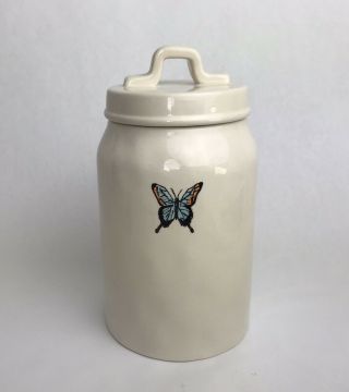 Rae Dunn By Magenta Canister W/ Butterflies M Stamp Medium 8”