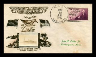 Dr Jim Stamps Us Aircraft Scouting Force Uss Sandpiper Naval Cover Photo Cachet