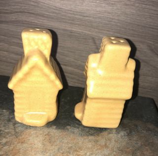 Niloak Pottery Log Cabin Salt And Pepper Shakers Very Rare 1950 