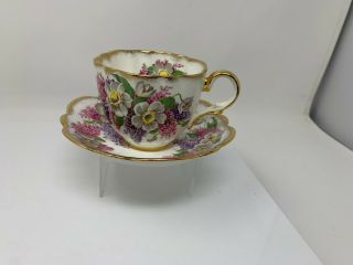 Taylor And Kent Bone China Cup & Saucer Floral Bouquet Gold Trim