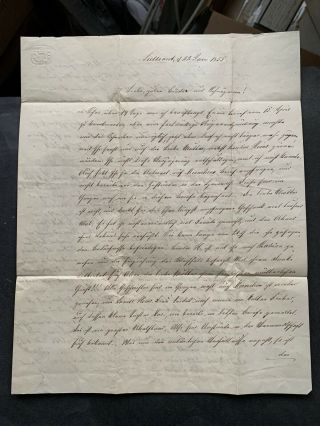 1855 GERMANY STAMPLESS,  4pg LETTER CHARLESTON SC APOTHECARY NY US PKT SHIP 3