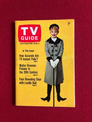 1968,  Lucille Ball " Tv Guide " (no Label) Scarce (i Love Lucy)