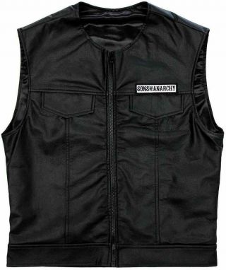 Sons Of Anarchy Officially Licensed Black Biker Vest with Reaper Patch - Size: XL 3