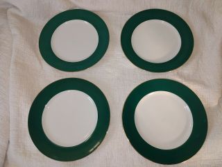 Ten Strawberry Street Ltd Set Of 4 Dinner Plates Halo Green Rim