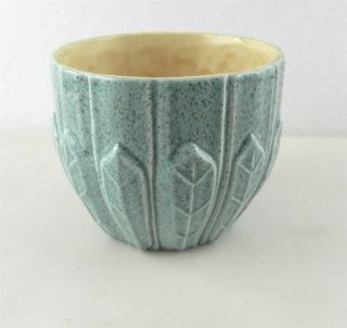 Red Wing Art Pottery M1520 Planter Bowl Nile Blue Speckle Okra Lined 4 " T166