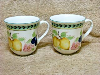 Villeroy & Boch Fleurence French Garden Fruit Porcelain Cups Mugs Qty 2