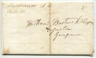 Bordeaux Sc Feb 13 1846 5 (due) On Folded Letter To William Bostwick Contents