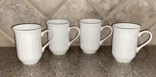 Set Of 4 Mikasa Antique White Tall Mugs Cappuccino Coffee Tea