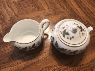 Wedgwood Strawberry Hill Sugar Bowl With Lid And Creamer