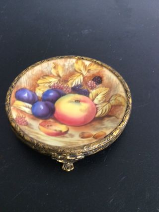 Aynsley English Fine China ‘orchard Fruit” Gold Brass Rim Dish Tea Bag Holder