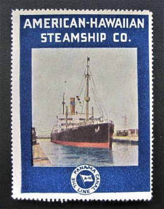 1915 Hawaii Poster Stamp American Hawaiian Steamship Co.  Mng Cinderella