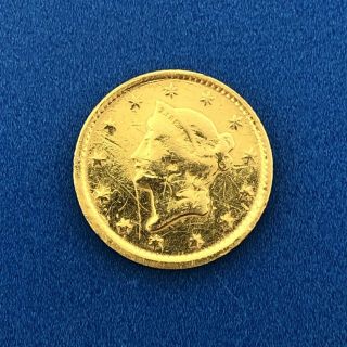 1851 $1 Gold Dollar Coin Liberty Head Type 1 Ex Jewelry Grade Mount Removed Det