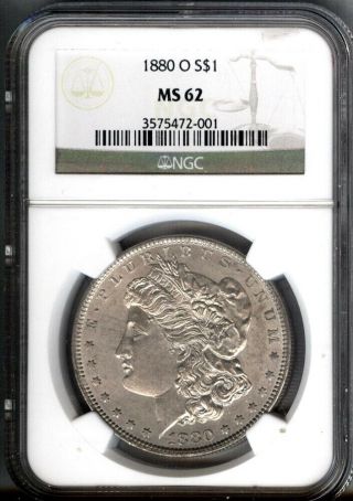 1880 - O - Morgan Silver $1 Ngc Ms62 - Ch Bu