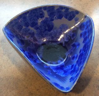 Hong Rubinstein :: ‘07 Triangle 5 1/2” Bowl Cobalt/lavender Crystal Studio Usa