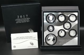 2017 S Us Limited Edition Silver Proof Set 8 Pc Ogp W 1 Oz Silver Eagle