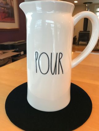 Rae Dunn “pour” Pitcher Large Letter Porcelain 9 " Tall