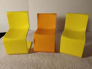 1973 Mattel Barbie S - Shaped Chairs Yellow & Orange 7825 - 0050 2yellow1orange