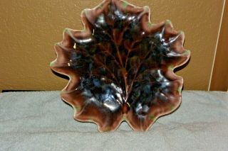 Large Royal Haeger Autumn / Fall Leaf Shaped Drip Glaze Art Pottery R126a