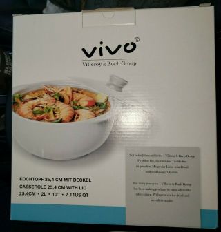 Vivo Villeroy & Boch 10” 2.  11 Qt Stoneware Casserole Dish With Lid (white)