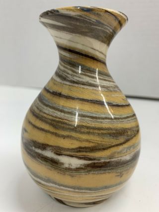 Desert Sands Bud Vase Hand - Turned Studio Art Pottery Swirled Multi - Colors 4”