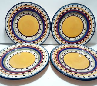 Set Of 4 Tabletops Gallery Argentina 11 - 1/4 " Dinner Plates Handpainted & Crafted