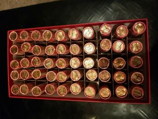 1982 - D Large Date Copper Lincoln Memorial Cent Penny 50 Coin Rolls Uncirculated