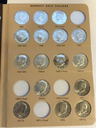 Kennedy Half Dollar Set,  94 Coins Including Proofs Dansco Album