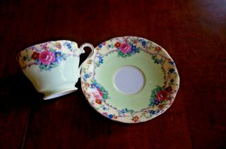 Aynsley Floral Roses Teacup And Saucer