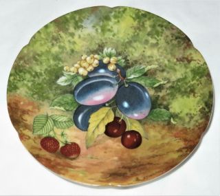Rochard Limoges France A T Heritage Still Life Fruit Plate Plums Cherries 6 "