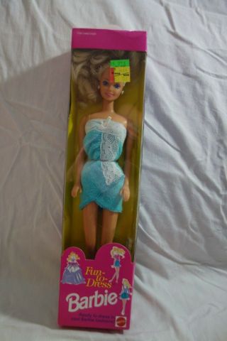 1992 Mattel Fun - To - Dress Barbie 3240 - Blue Towel Wrap - Nrfb - Flawed Box -