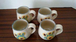 4 Home & Garden Party Stoneware Coffee Mugs SUNFLOWER 14 oz. 3